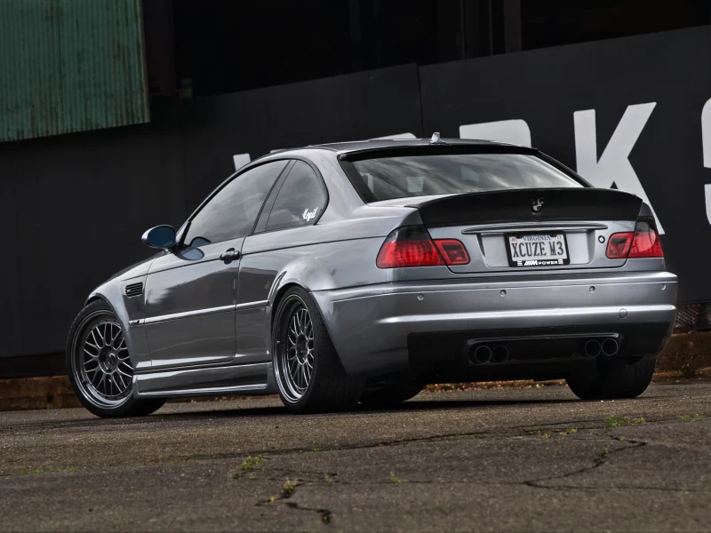 m3, silvery, e46, серебристый, вид сзади, купе, bmw, бмв, стена