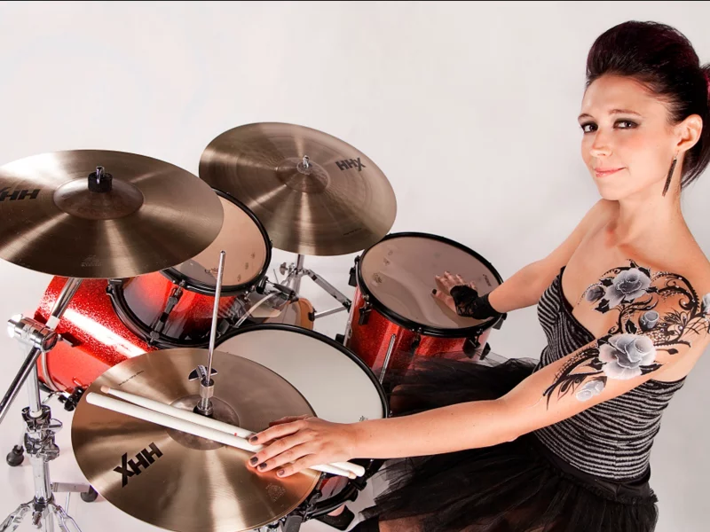 emmanuelle caplette, profesionnal, drum, musician, девушка, on, drummer