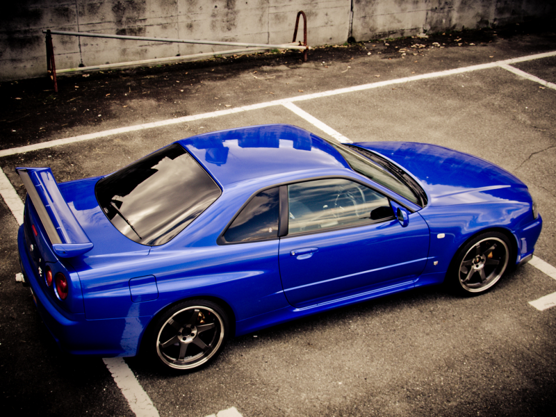 nissan, синий, blue, skyline, р34, r34, gt-r, ниссан