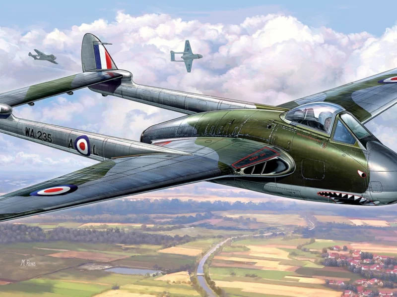 aviation, war, airplane, dogfight, aircraft, hawker, vampire