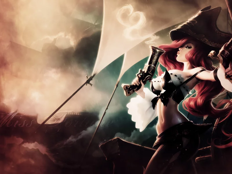 девушка, арт, револьверы, miss fortune, league of legends, оружие