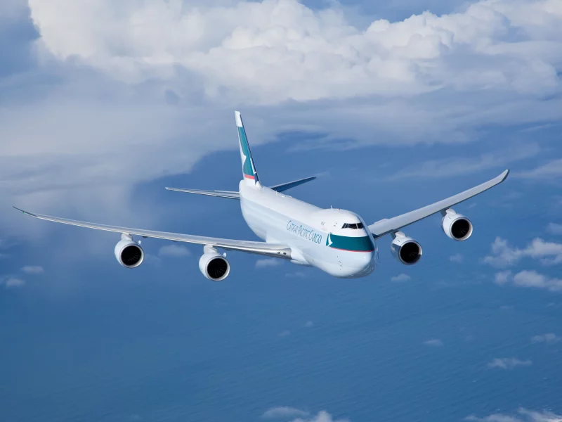 небо, в воздухе, летит, полет, грузовой, boeing 747, cathay pacific