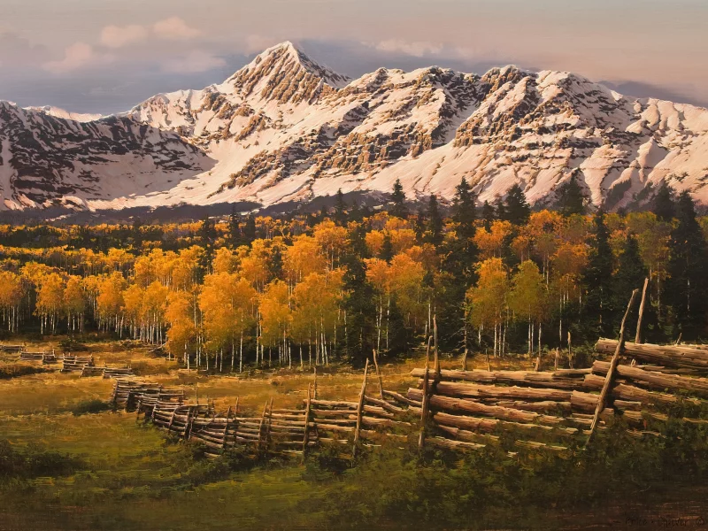 живопись, bruce cheever, touched by gold san juan range, осенний пейзаж