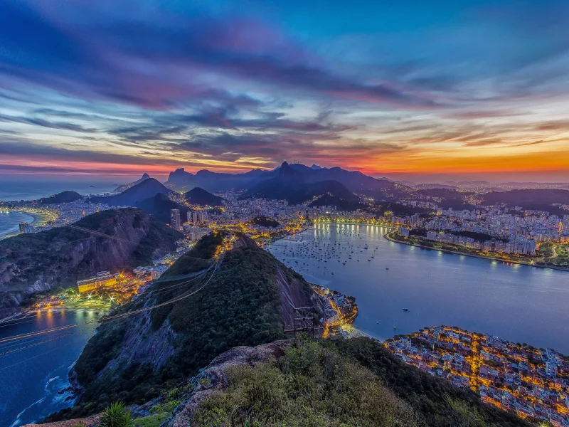 панорамма, город, br, закат, рио-де-жанейро, rio de janeiro