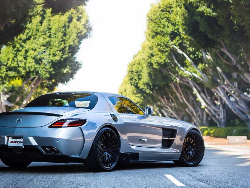 sls, мерседес, амг, silver, road, mercedes, серебро, tree, amg, back