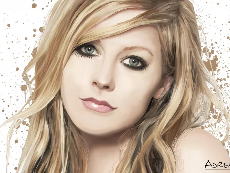  adrien gaudin, avril lavigne, девушка, кляксы, лицо, арт, певица