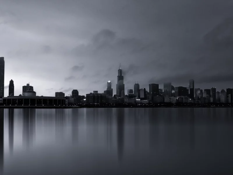 здания, чикаго, сша, chicago, туман, америка, мичиган