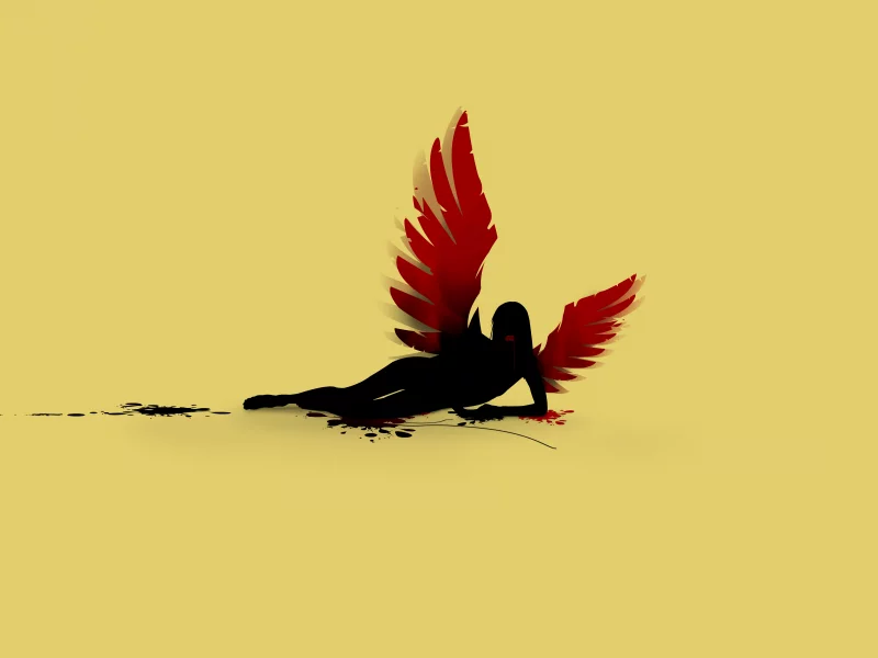 blood, wings, fallen angel