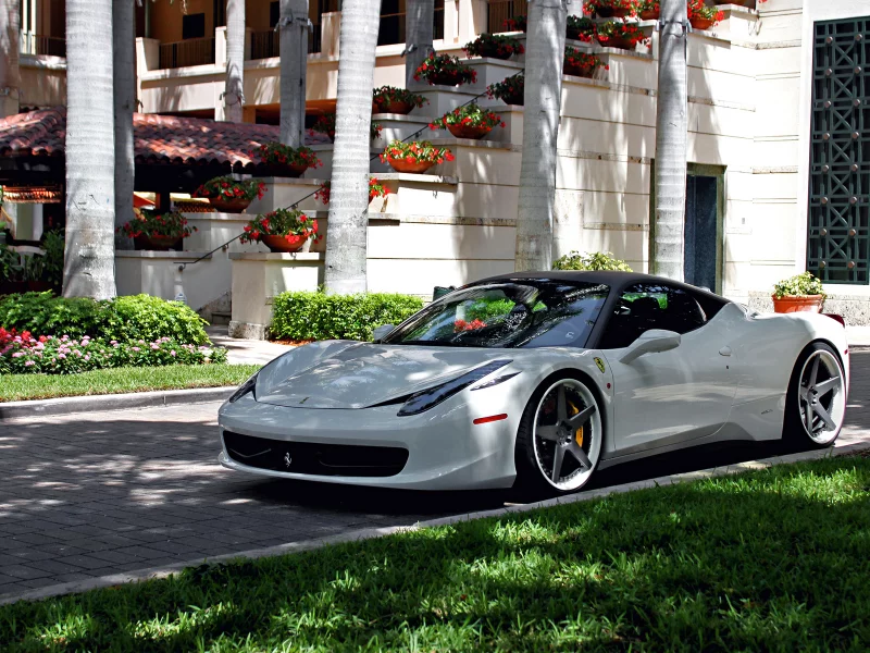 italia, yard, 458, tuning, ferrari, white, villa, grass, wheels
