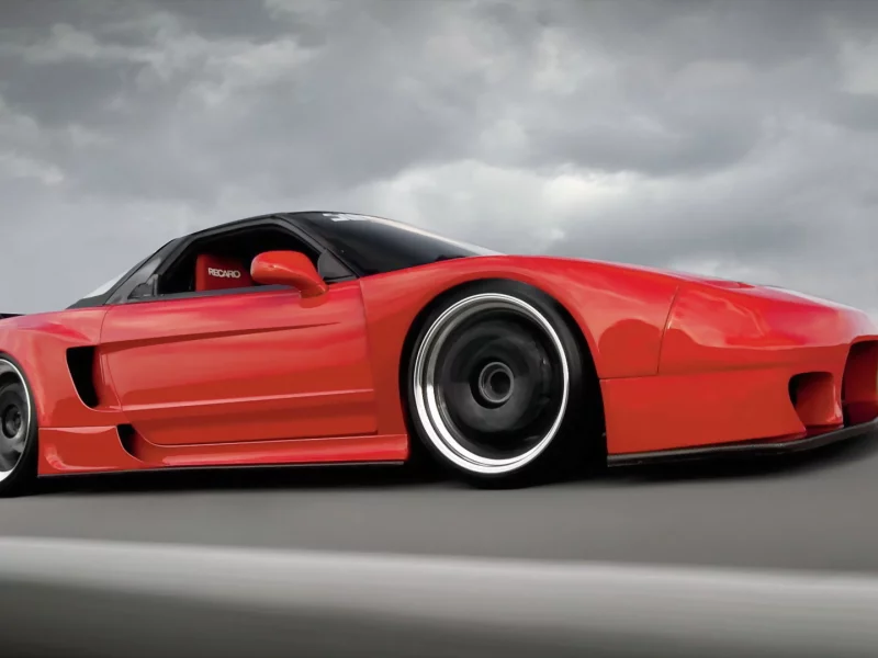 гонка, tuning, облака, honda nsx, красная, трасса, тюнинг