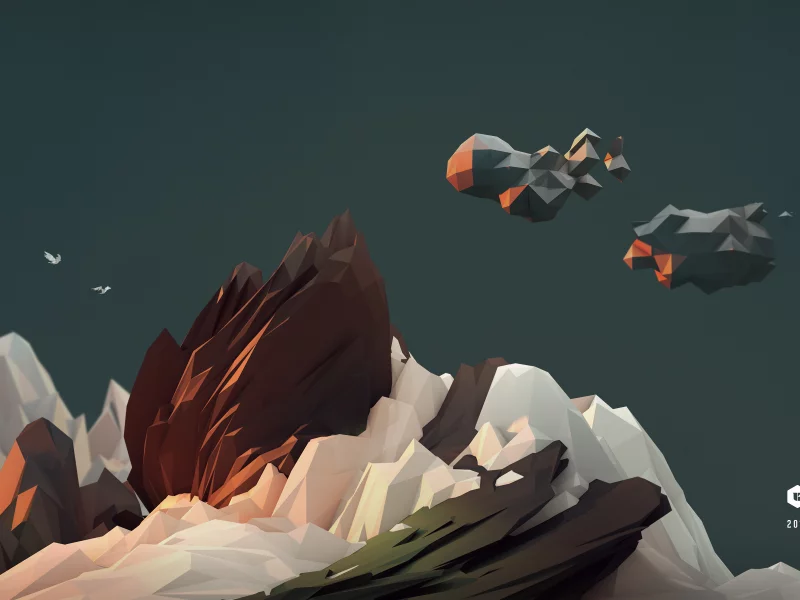 cinema4d, landskape, sky, lowpoly, birds, 3d, model, art, c4d, 2013