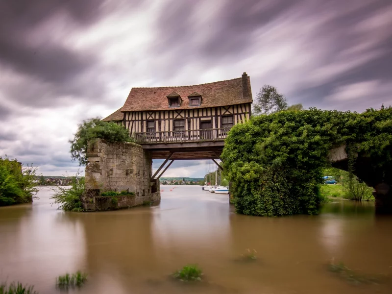 вернон, france, сена, vernon, река, франция, старая мельница