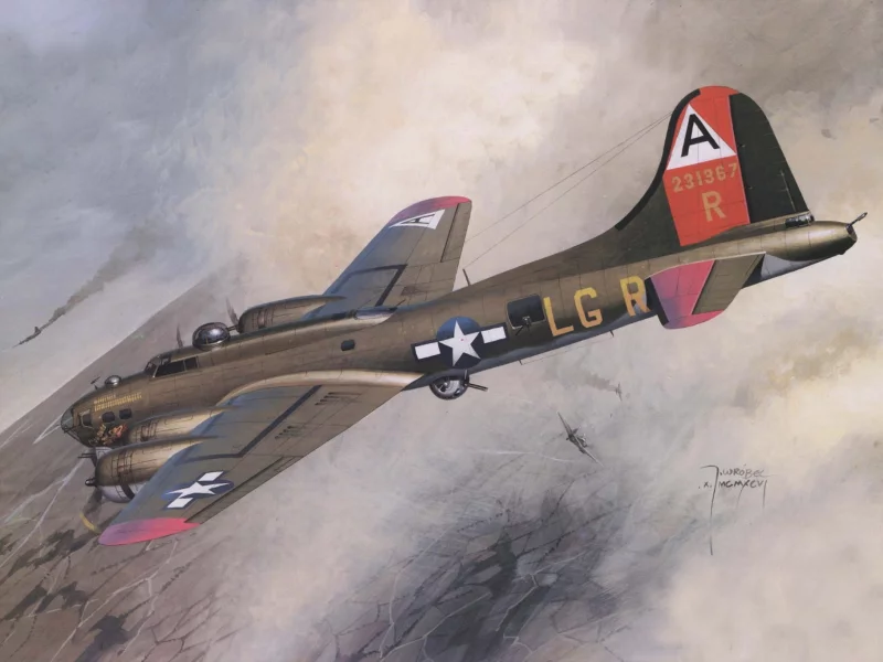 , воздушный бой, небо, boeing b-17 flying fortress, арт, самолёты