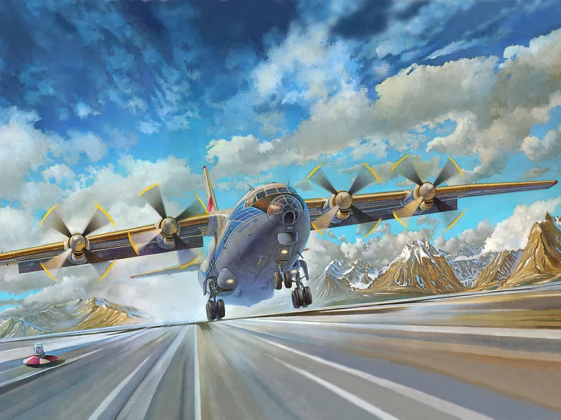 советский, транспортный, ан-12бк, самолёт, авиация, арт