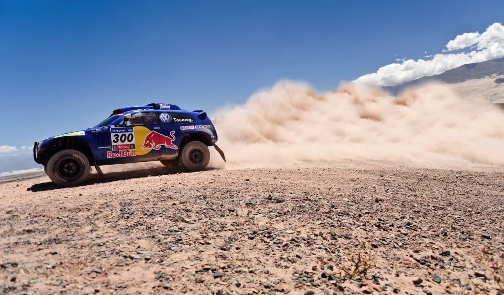 rally, volkswagen, синий, небо, red bull, touareg, пыль, dakar, внедорожник