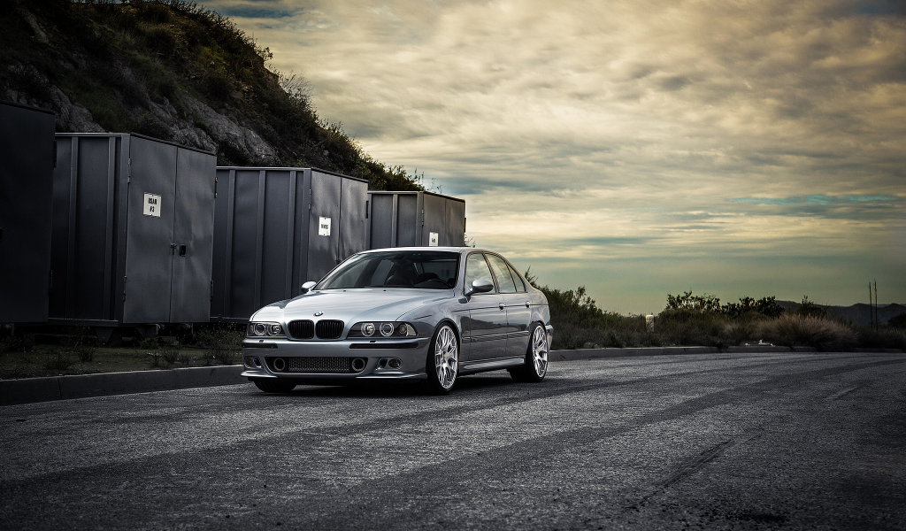 вид спереди, голубой, blue, бмв, e39, bmw, дорога, m5