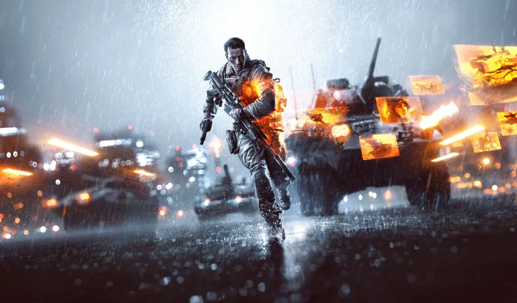 снайперская винтовка, bf4, оружие, солдат, бег, battlefield 4