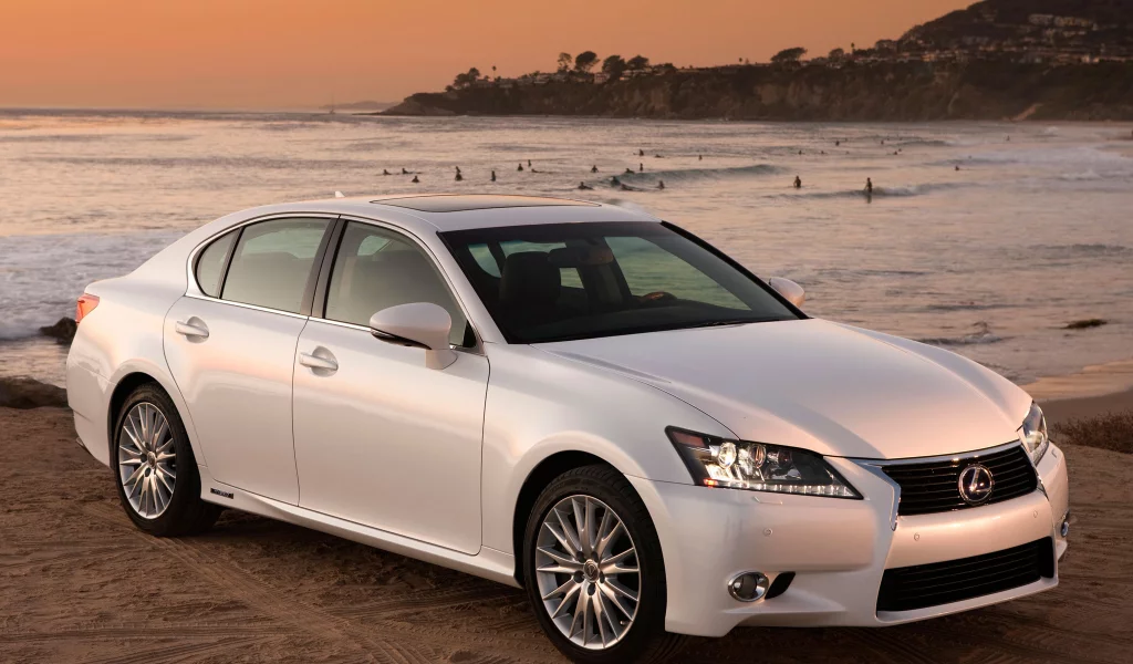 лексус, передок, белый, gs450h, гс, lexus, берег, седан, пляж