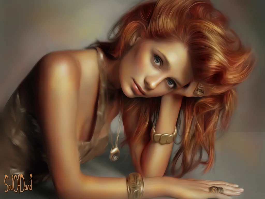 взгляд, рука, mischa barton, рыжие волосы, девушка, лицо, арт