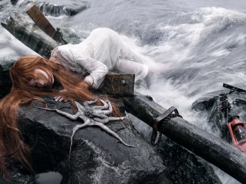 castaway, shipwrecked, conceptual, octopus
