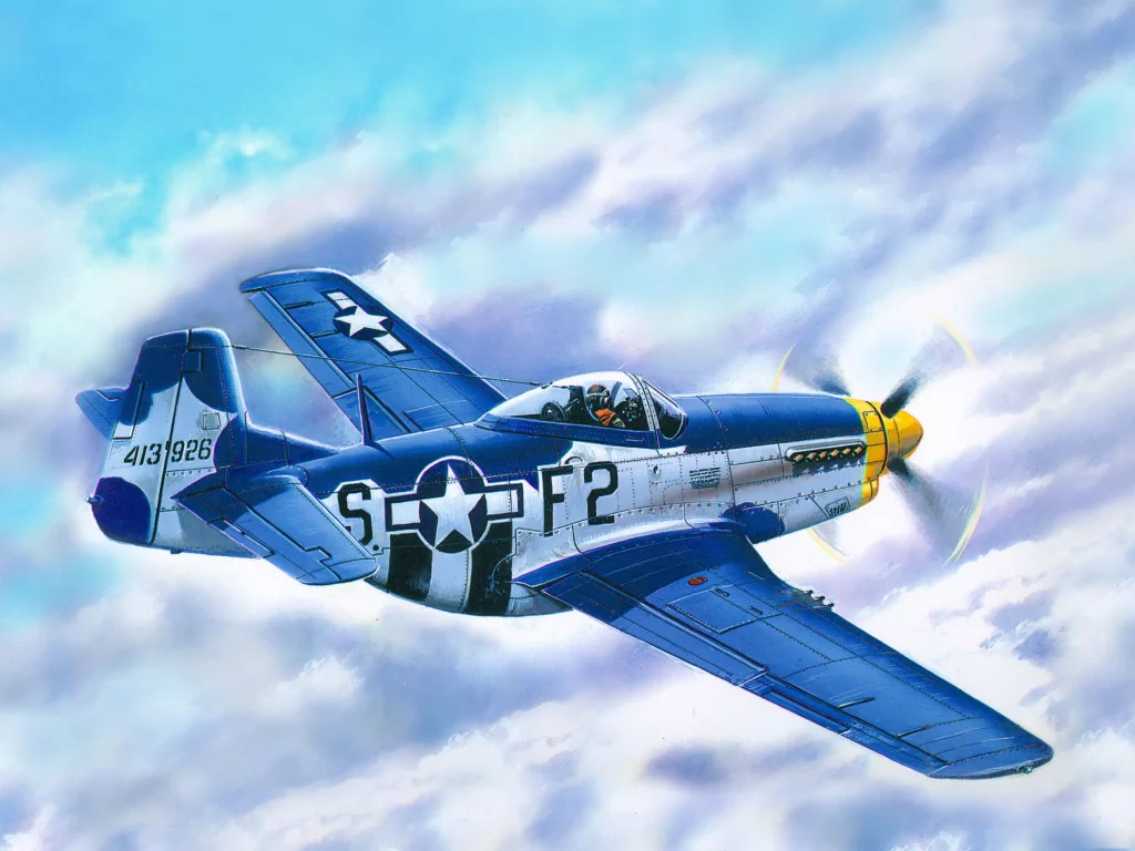 американский, одноместный, арт, p - 51d - 15, мустанг