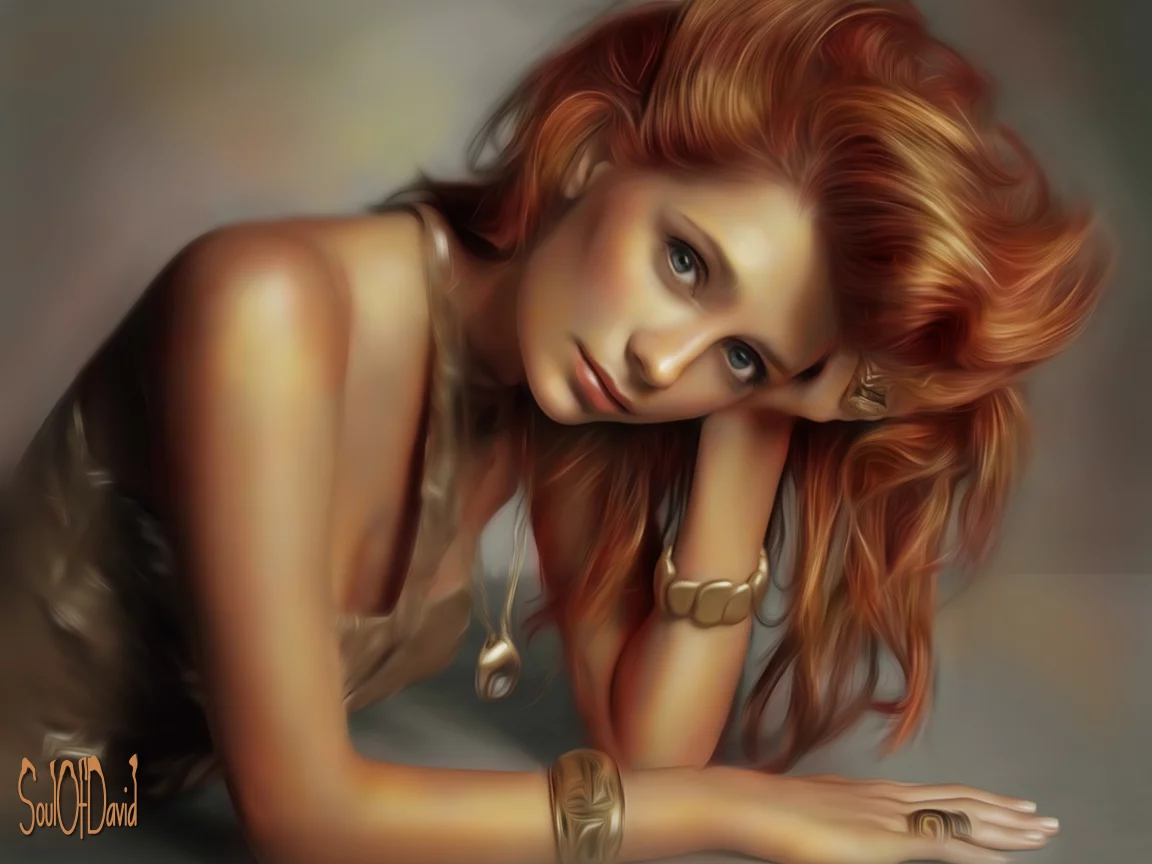 взгляд, рука, mischa barton, рыжие волосы, девушка, лицо, арт