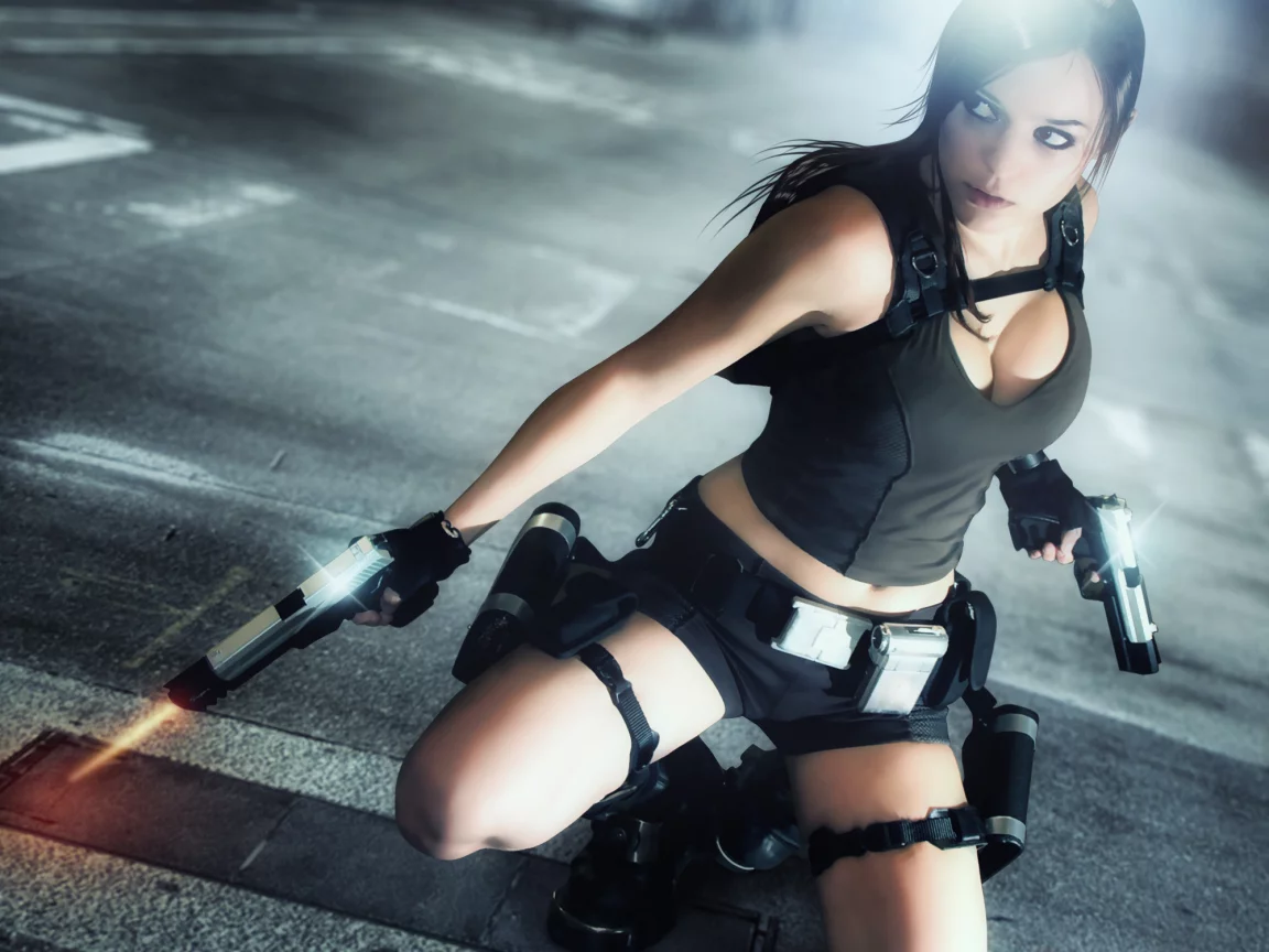 игра, lara croft, девушка, оружие, tomb raider, charly brusseau