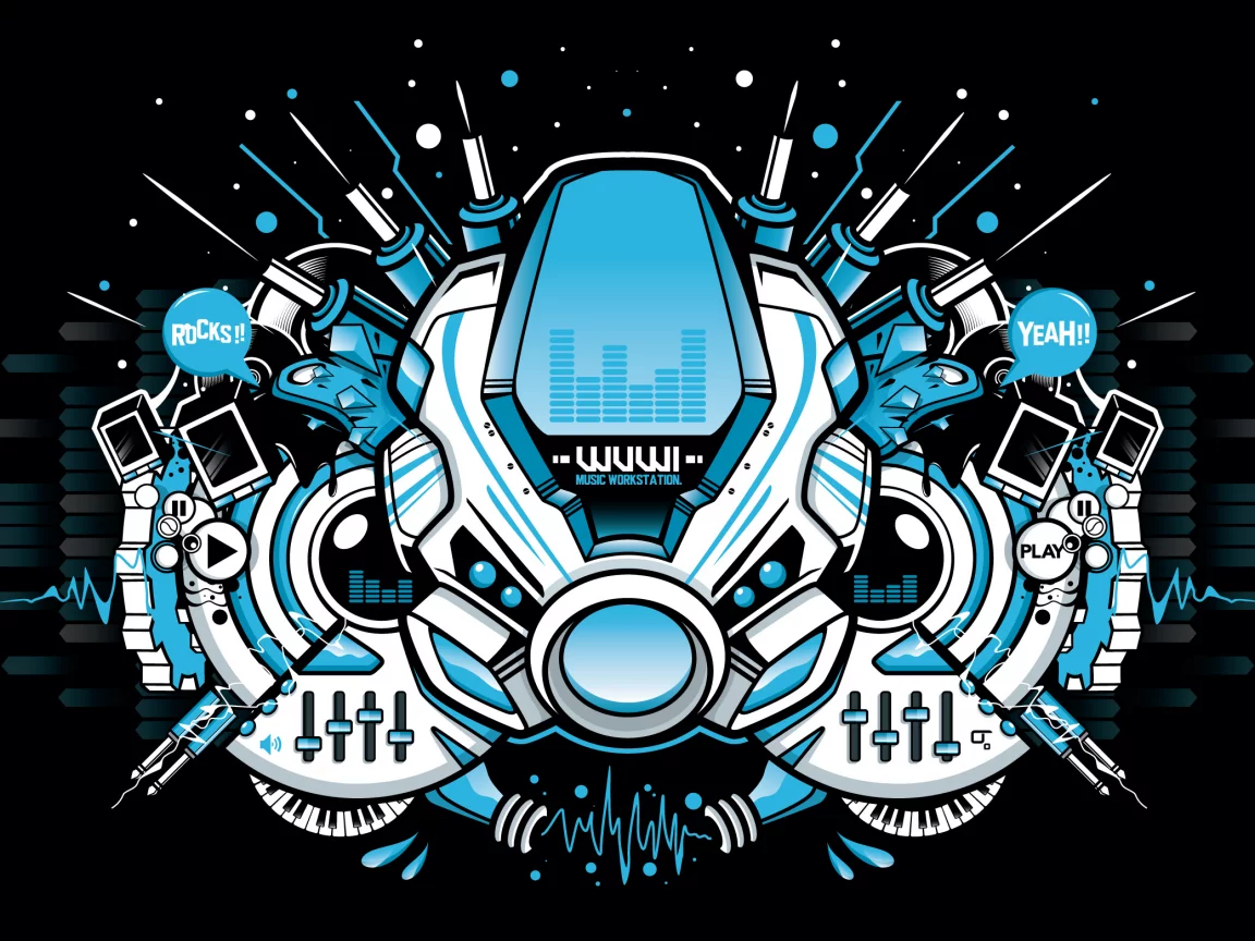 music, by subjektzero, work, station, vector, вектор, черный фон