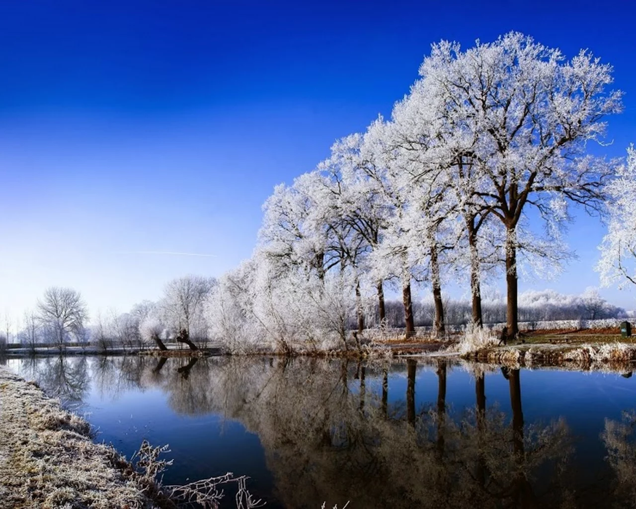 HDR, зима, река