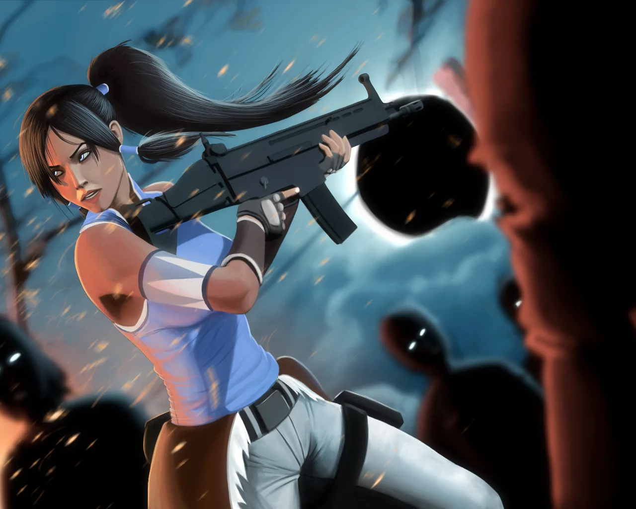 зомби, оружие, korra, девушка, арт, avatar, the last airbender