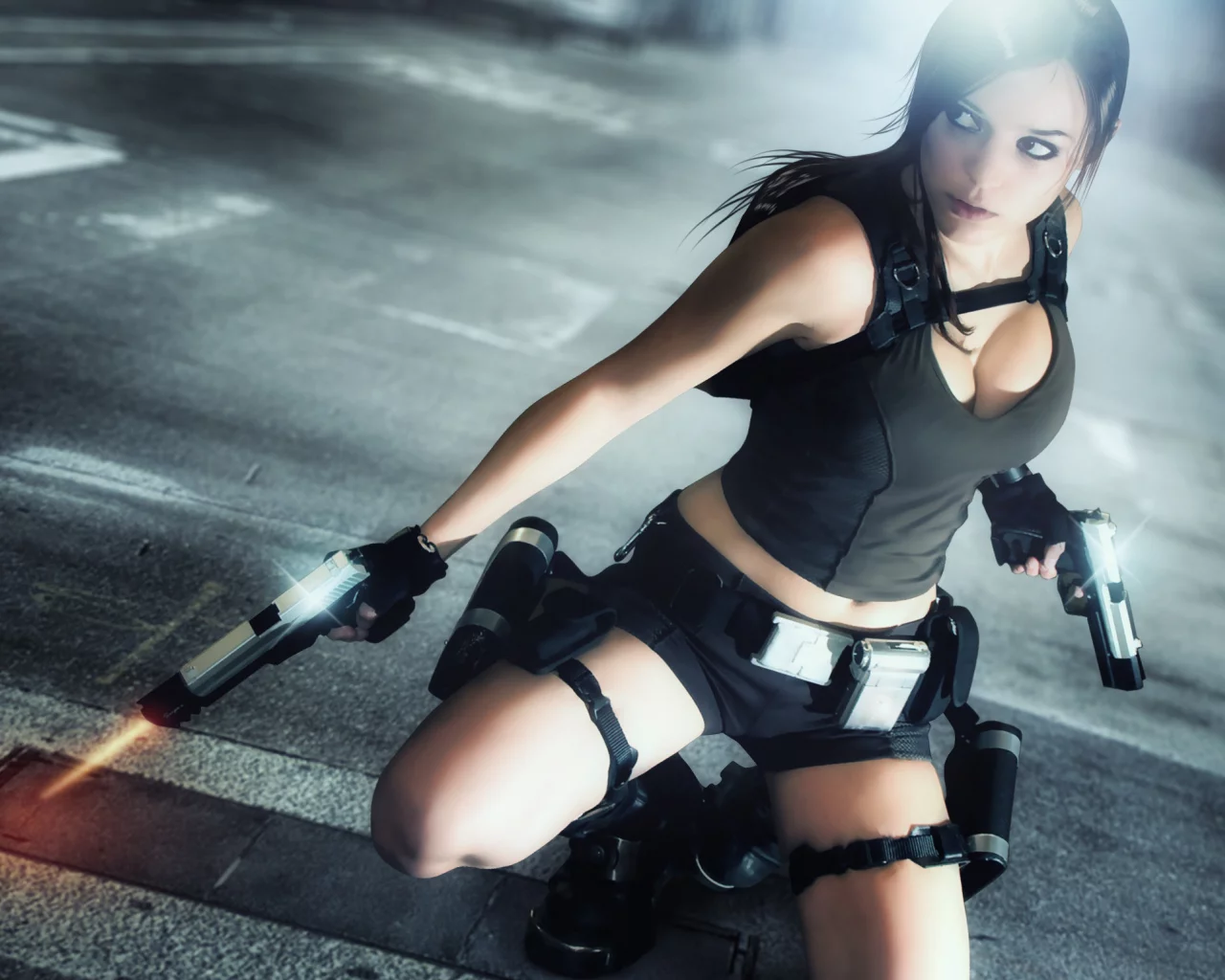 игра, lara croft, девушка, оружие, tomb raider, charly brusseau
