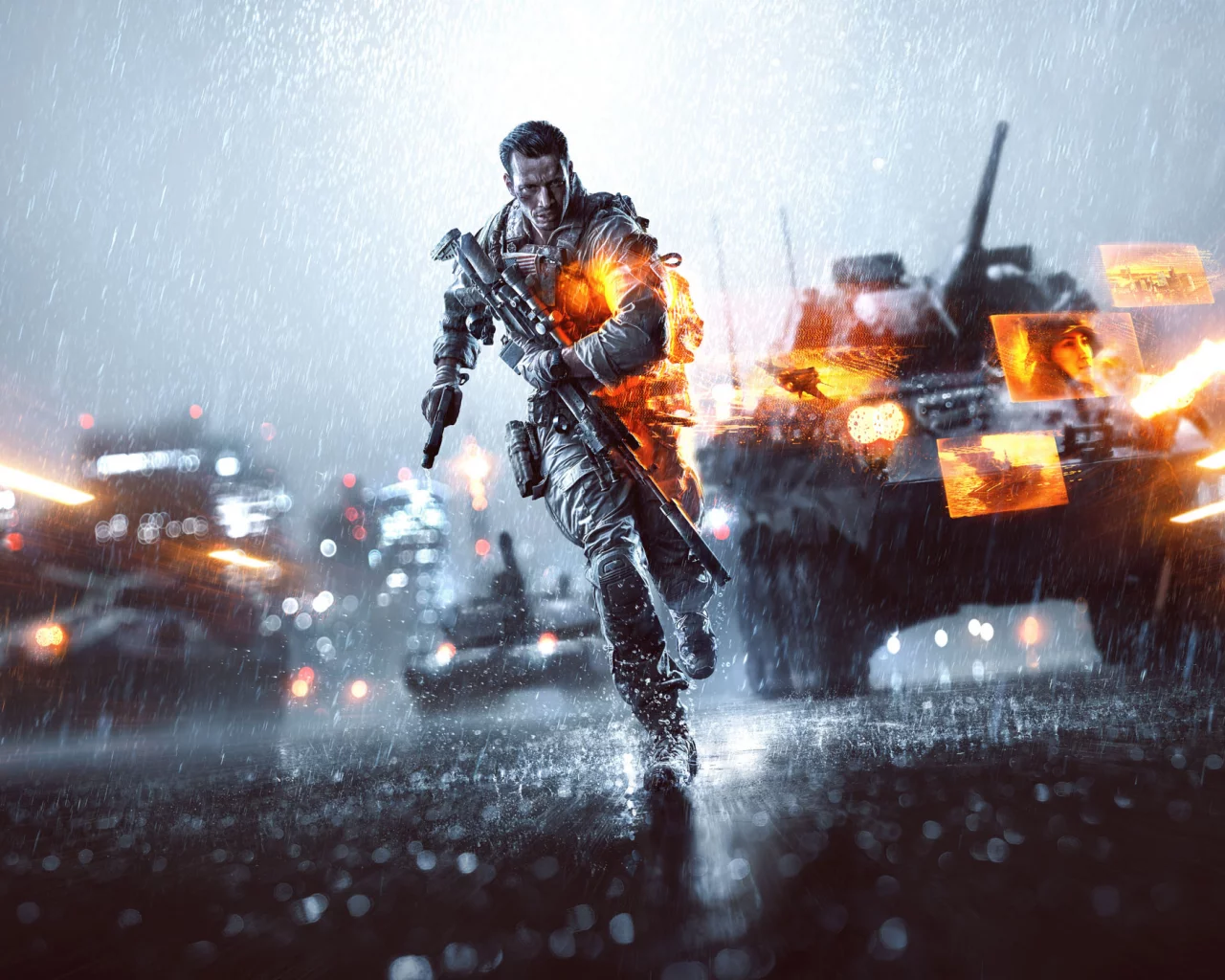 снайперская винтовка, bf4, оружие, солдат, бег, battlefield 4