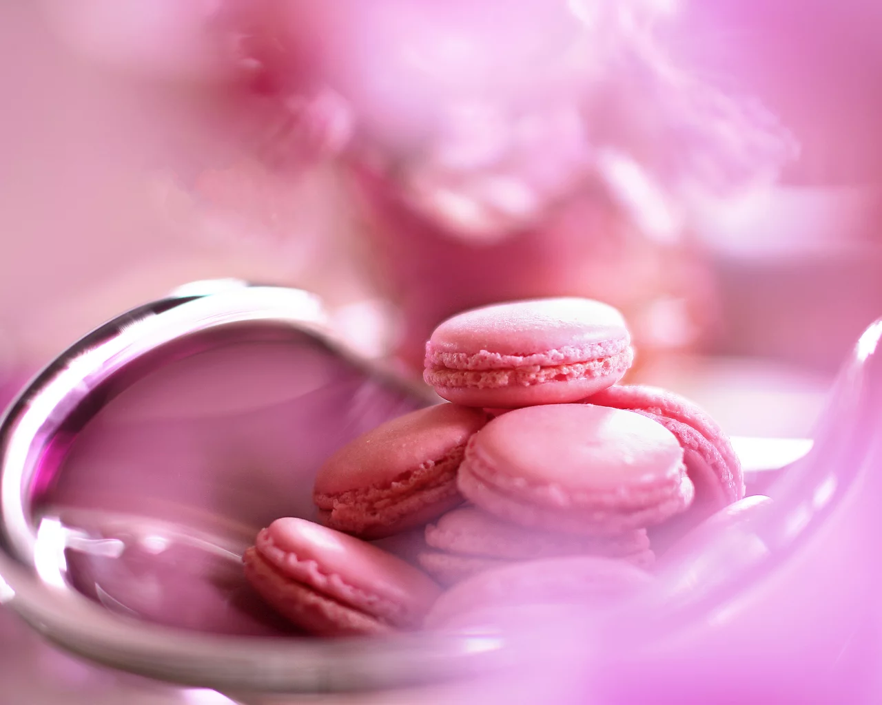 макро, тарелка, пироженое, macarons, homemade, розовые