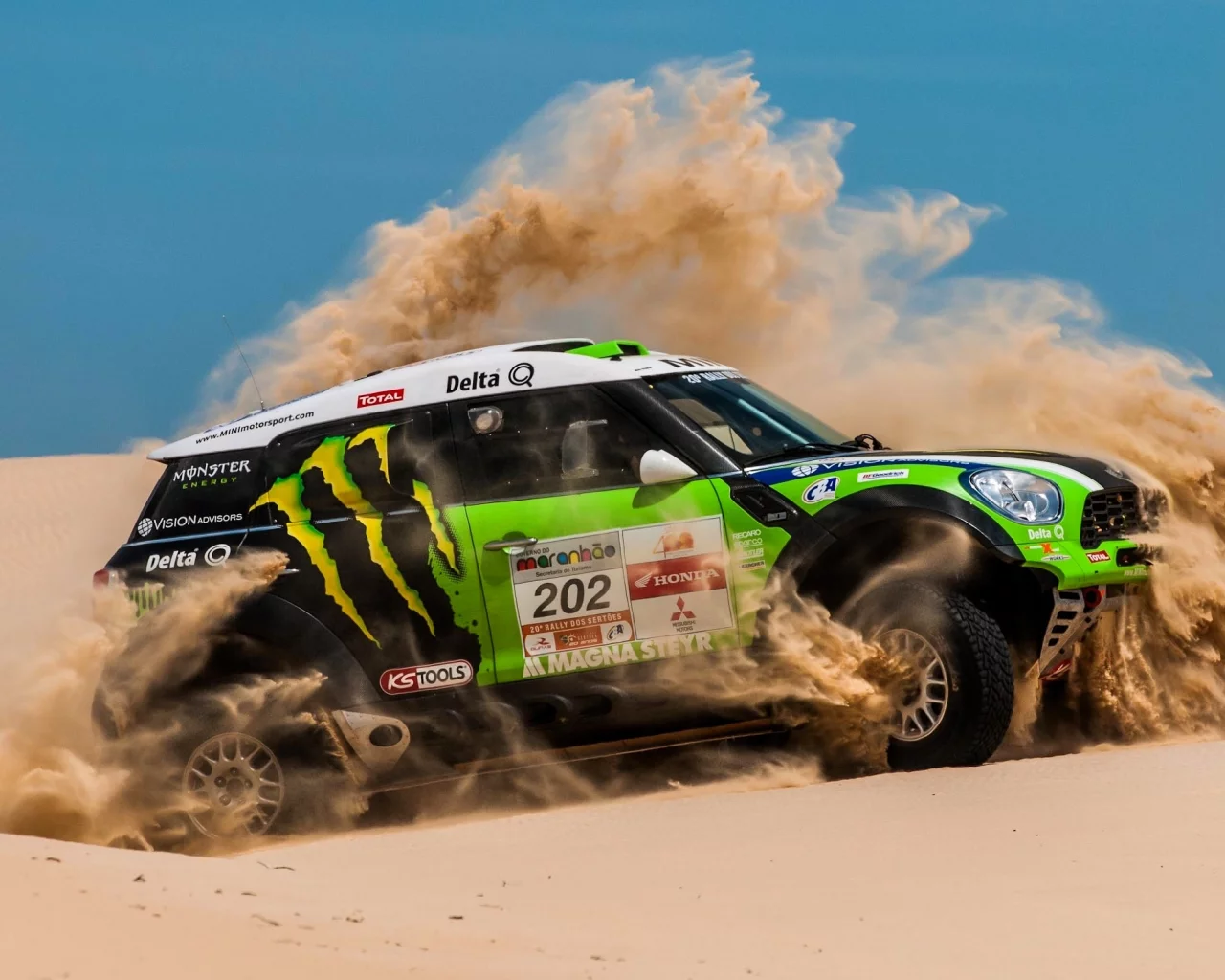 mini cooper, зеленый, пустыня, x-raid, мини купер, dakar, mini, rally