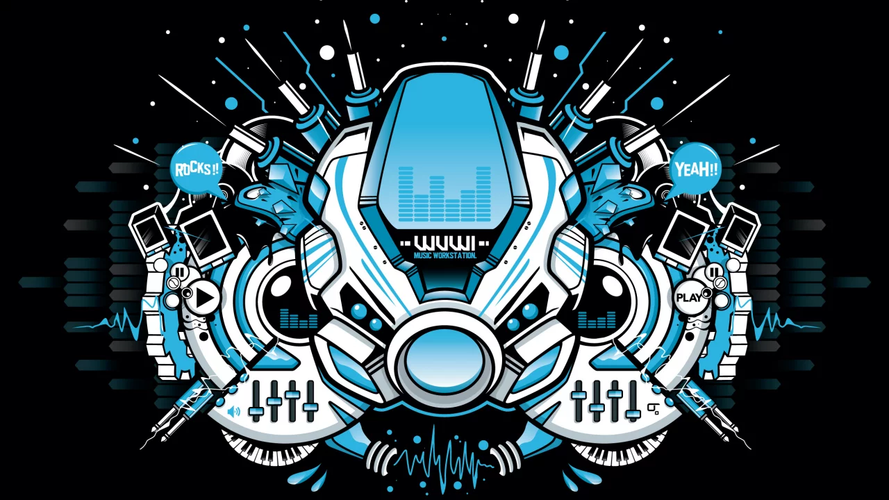 music, by subjektzero, work, station, vector, вектор, черный фон