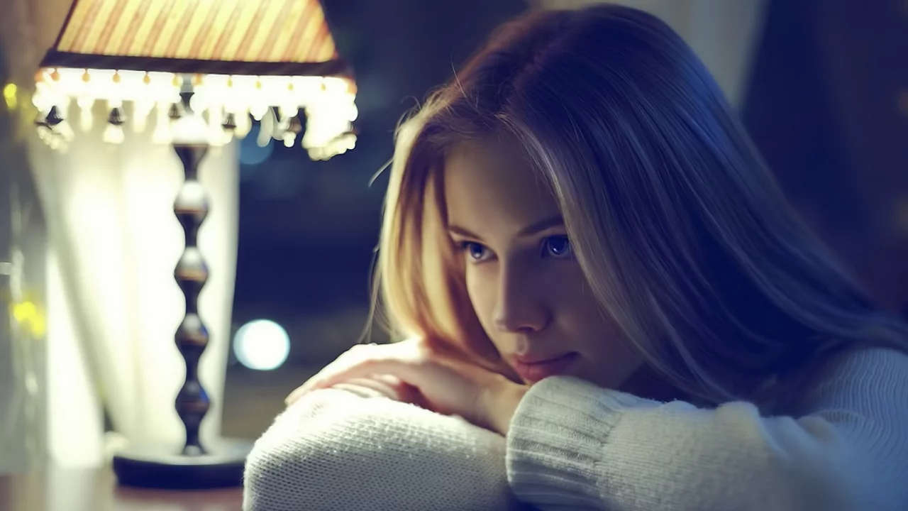 teen, cry, alone, lamp