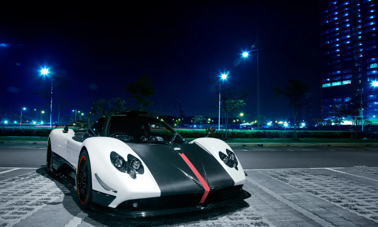 ночь, zonda, город, сингапур, pagani, cinque