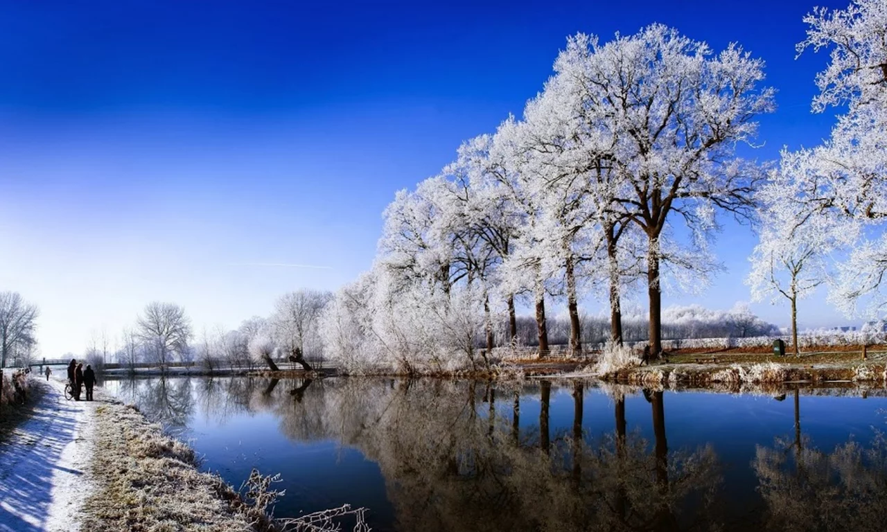 HDR, зима, река