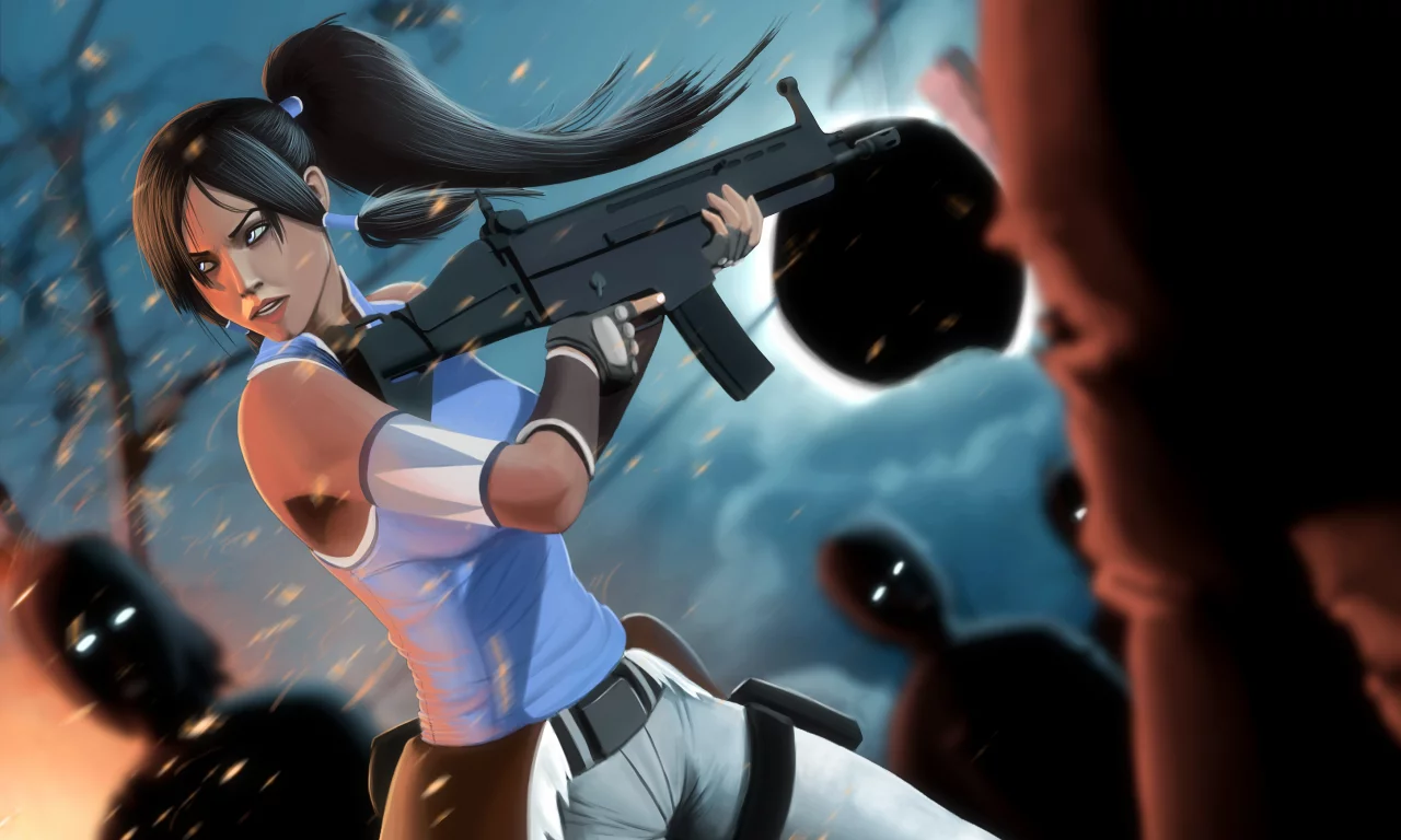 зомби, оружие, korra, девушка, арт, avatar, the last airbender