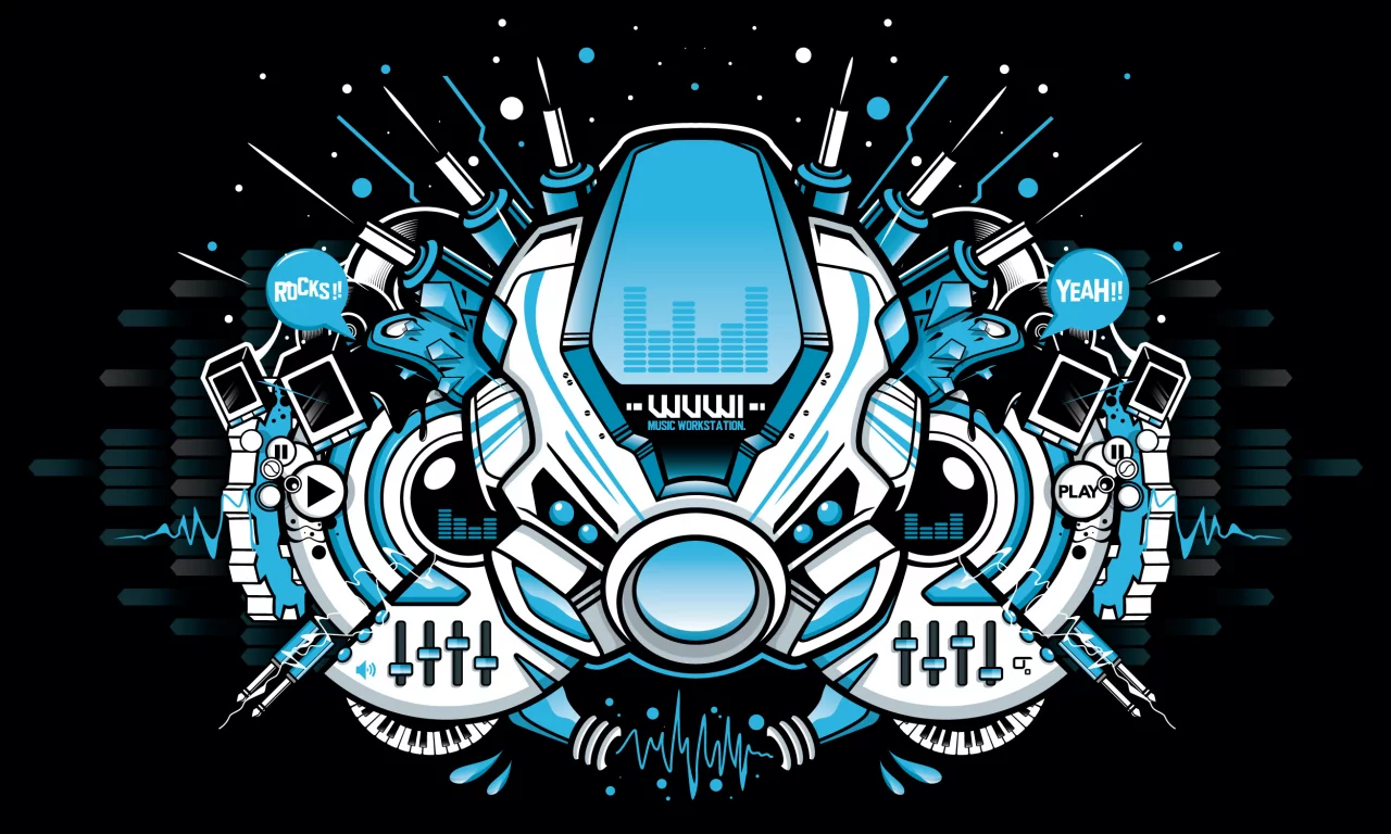 music, by subjektzero, work, station, vector, вектор, черный фон