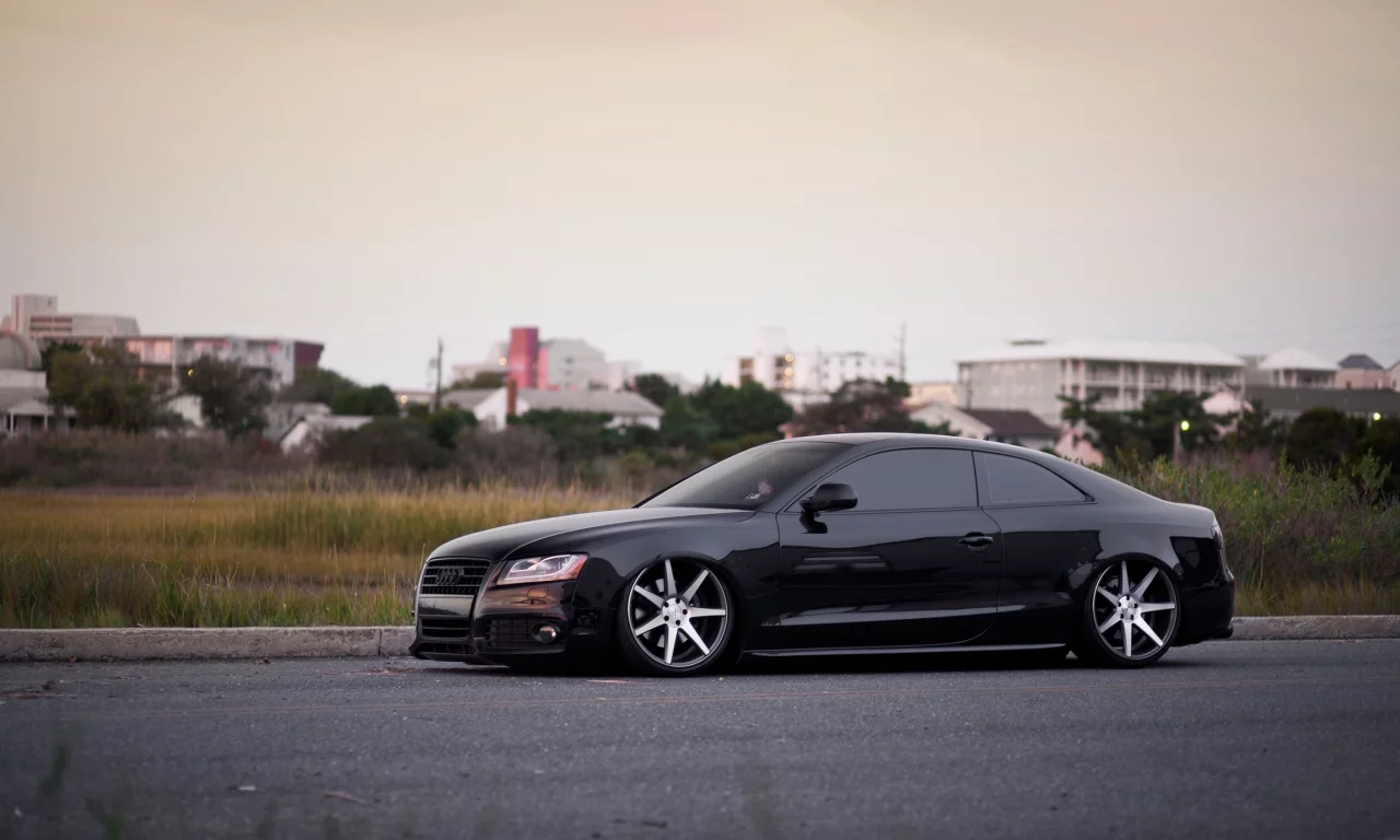 audi a5, vossen, ауди, черная, заниженная, s5, диски