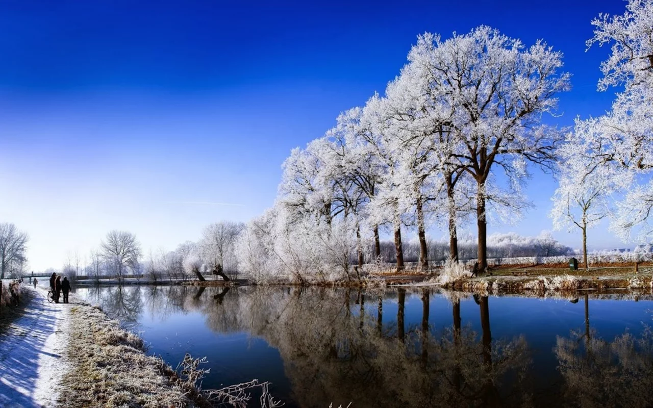 HDR, зима, река