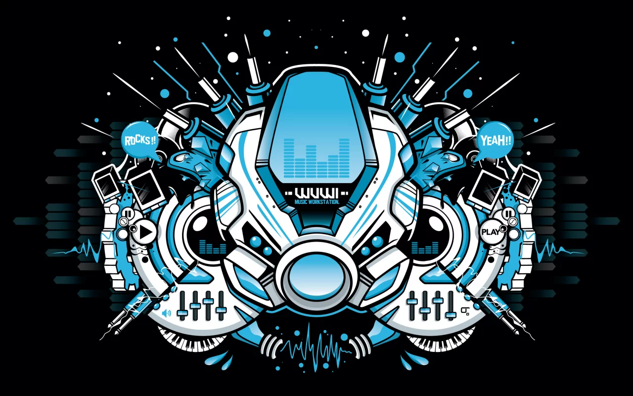 music, by subjektzero, work, station, vector, вектор, черный фон