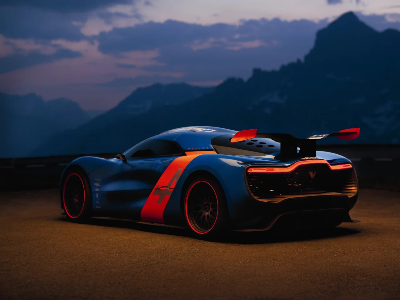 автообои, вечер, рено, concept, renault alpine a110-50