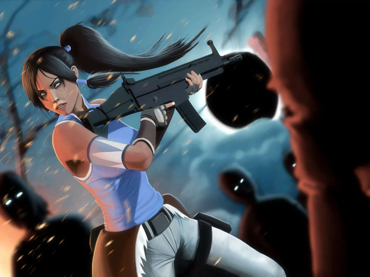 зомби, оружие, korra, девушка, арт, avatar, the last airbender
