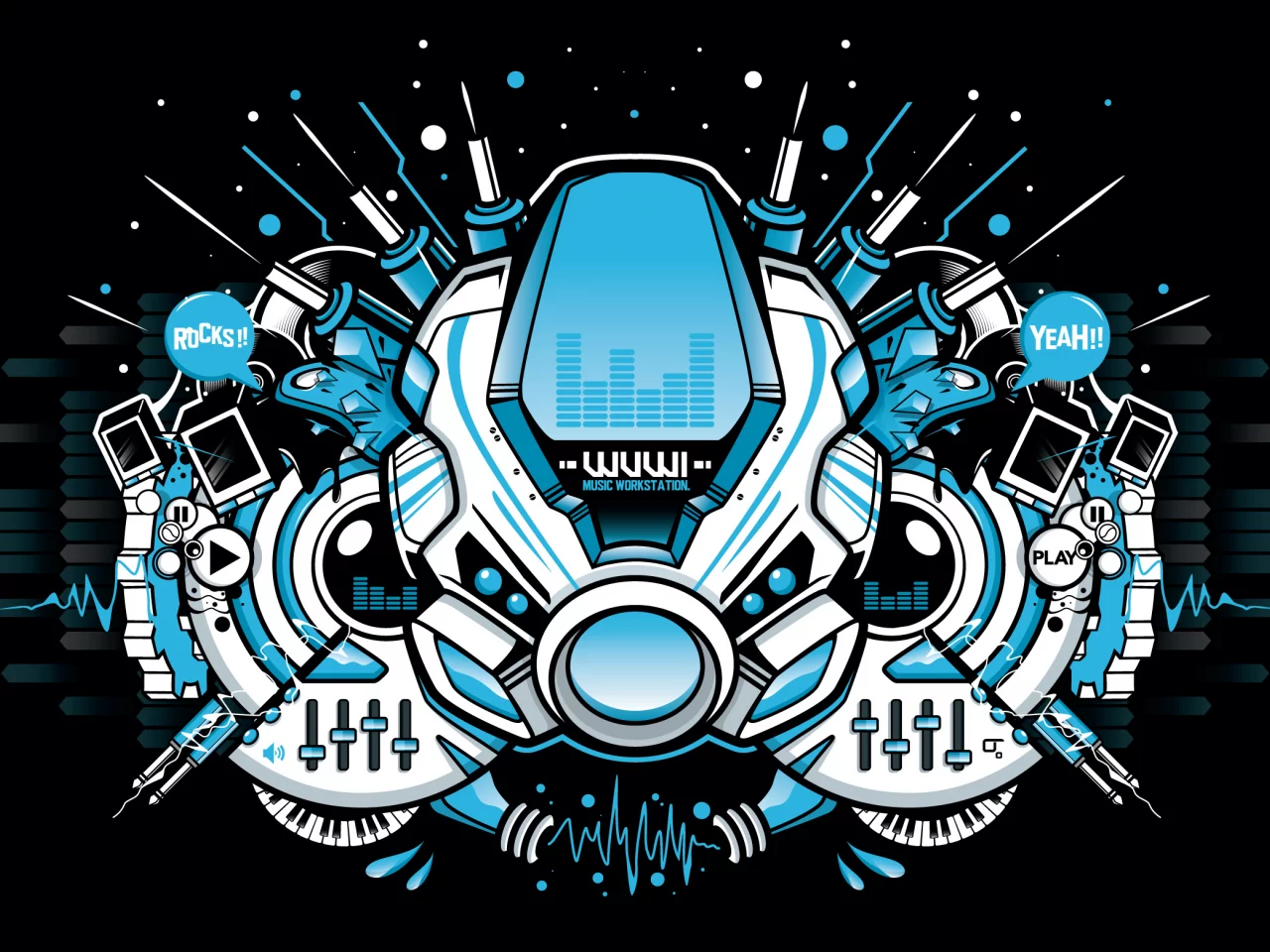 music, by subjektzero, work, station, vector, вектор, черный фон