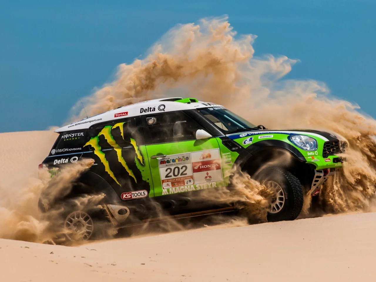 mini cooper, зеленый, пустыня, x-raid, мини купер, dakar, mini, rally