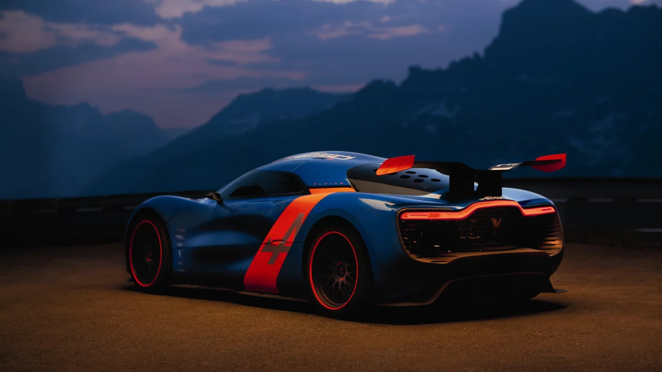 автообои, вечер, рено, concept, renault alpine a110-50