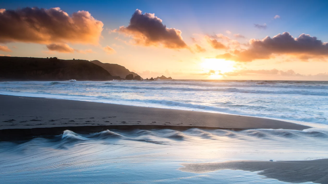 песок, пляж, us, утро, rockaway beach, pacifica, ca, океан, берег
