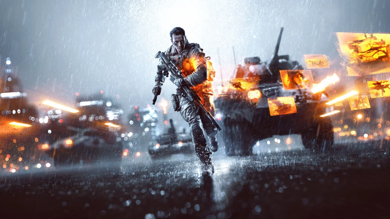 снайперская винтовка, bf4, оружие, солдат, бег, battlefield 4